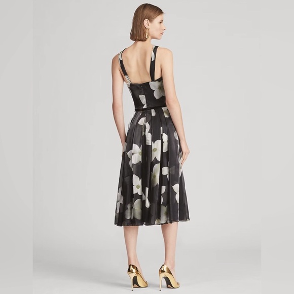 Ralph Lauren Collection Purple Label Floral Silk Cocktail Midi Dress Fit & Flare - Picture 5 of 11